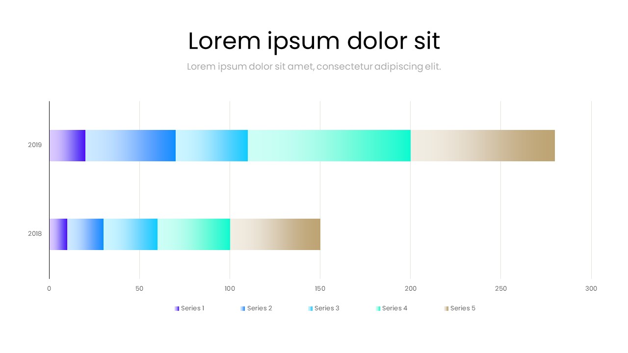 Stacked Horizontal Bar Chart PowerPoint Slide Template