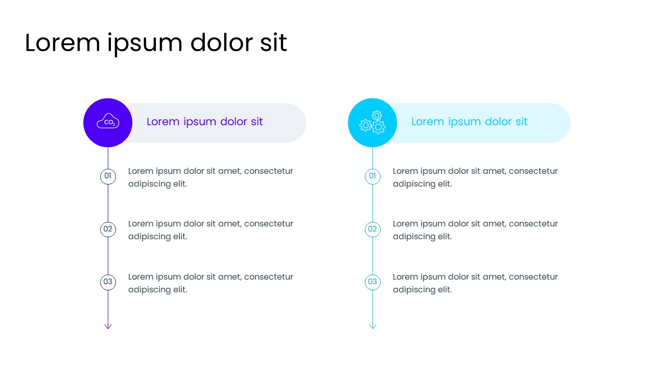 2 Column Process Timeline PowerPoint Template