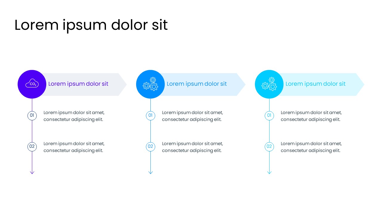 3 Column Process Timeline PowerPoint Template