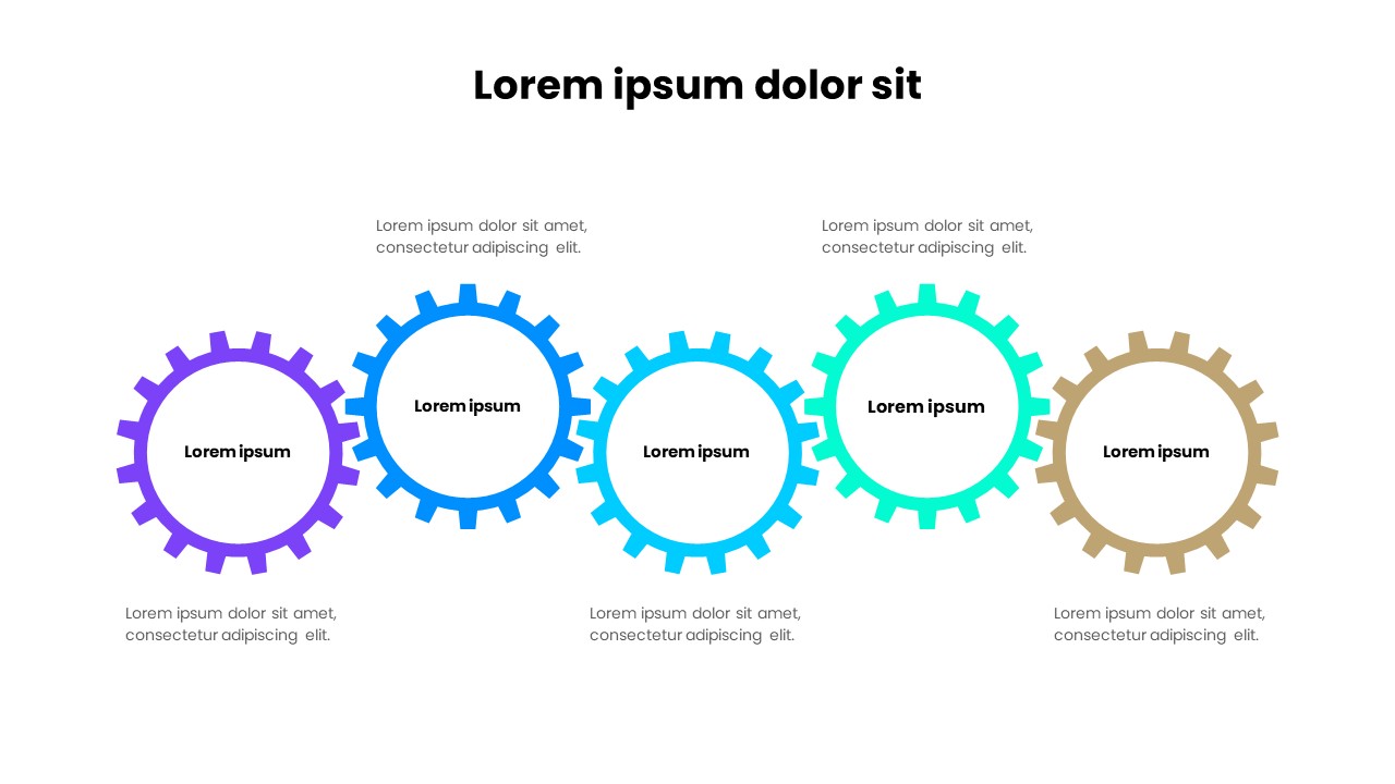 5-Step Gear Process PowerPoint Template – Business Workflow Infographic Slide